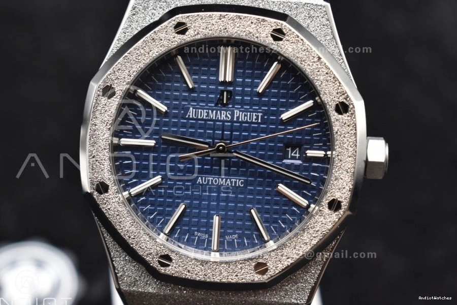 SS ZF 1:1 A Best 1095 Edition Case Textured Oak SS on Royal Frosted Versatile Blue 41mm Bracelet 15400 Dial 0412